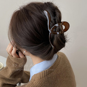 交叉线条果冻色发夹女大号后脑勺盘发鲨鱼夹子高级感小众设计抓夹