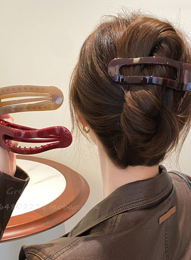 美拉德鸭嘴夹女韩系复古一字夹后脑勺抓夹慵懒风简约懒人盘发发夹