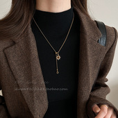 太阳花吊坠项链女美拉德复古气质毛衣链轻奢高级感脖颈链 虎眼石款