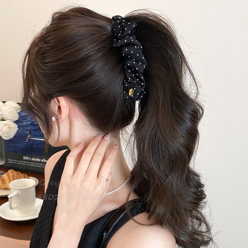 褶皱波点高马尾香蕉夹后脑勺发夹