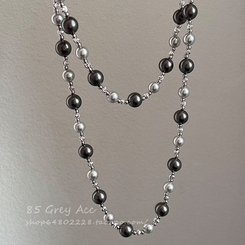 设计款施家珍珠拼色叠戴项链