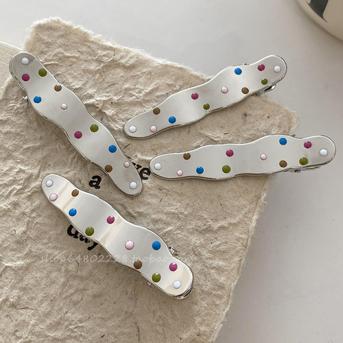 彩色滴釉波点金属发夹