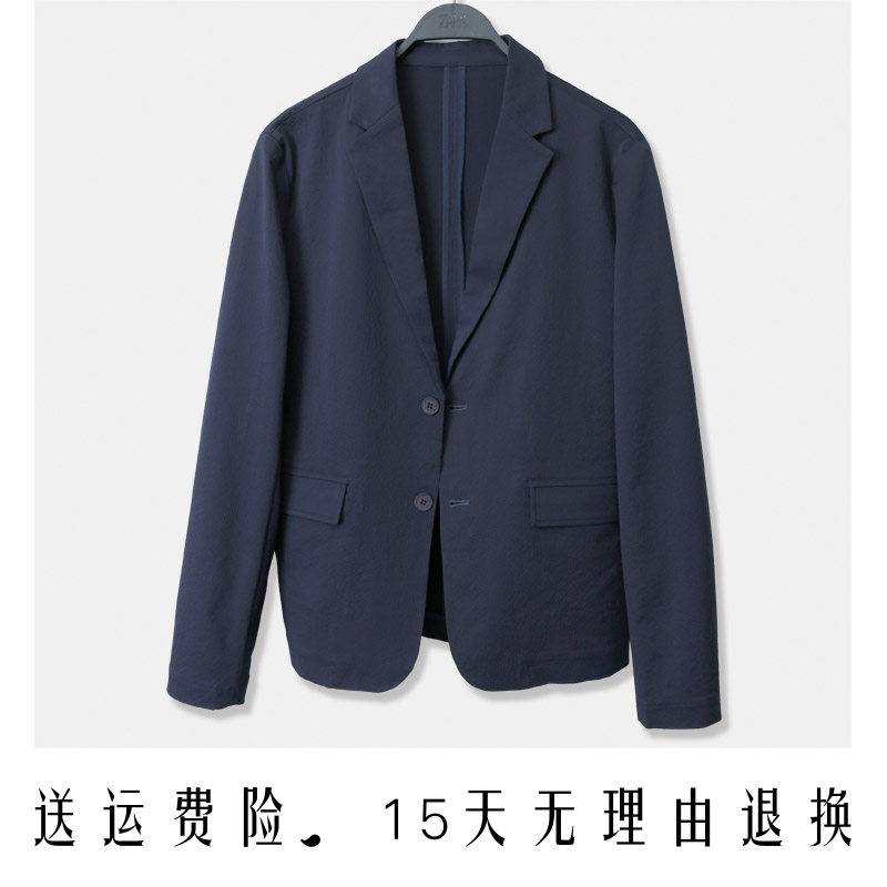 ZA男装春季新款男装欧美简约泡泡纱薄款西装外套7380550 401