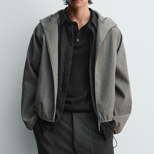 春季 fit夹克外套7380806 新品 褶皱连帽boxy 803 男装 西班牙单