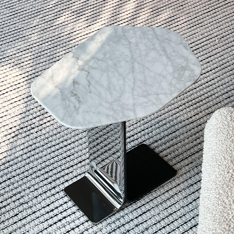 天然中花白奢石异形边几