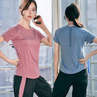 网红健身上衣女速干t恤宽松瑜伽服大码跑步短袖运动罩衫夏胖MM