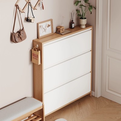 实木超薄鞋柜家用玄关窄架