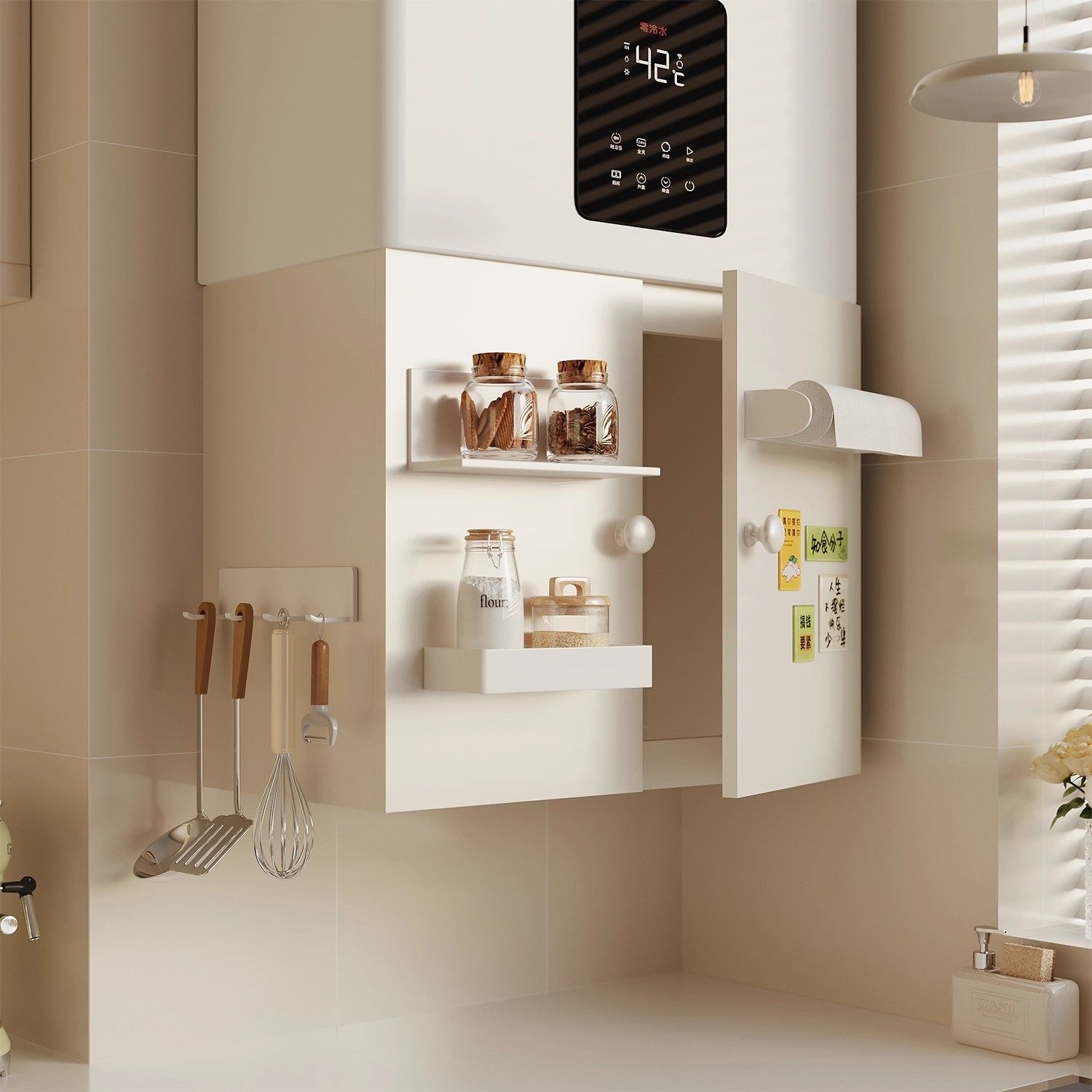 燃气热水器遮丑洞洞板装饰罩