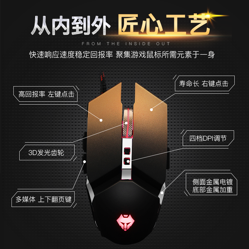 狼途网吧网咖LOL/穿越牧马人鼠标游戏吃鸡USB/cF鼠标电脑有线电竞