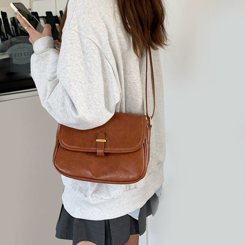 韩系清新简约复古单肩小方包