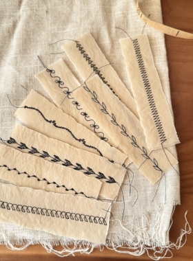 自制复古纸做旧缝纫线迹junk journal 个性装饰素材手工条手帐