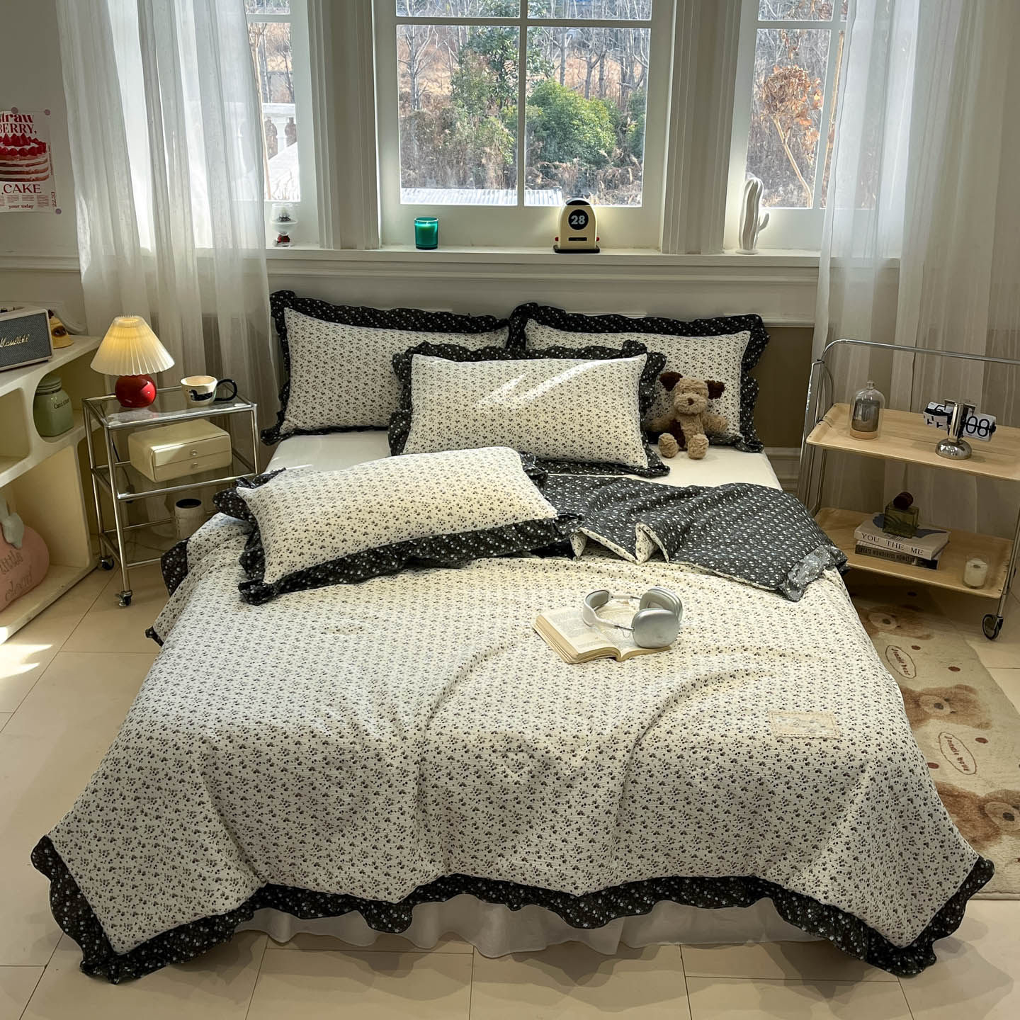 复古碎花双层纱大豆夏凉被单双人学生空调被可机洗夏被薄被子被芯