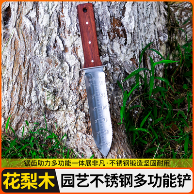 盆景多功能拔草铲除草割草挖野菜园艺不锈钢锯齿铲起根松土铲子