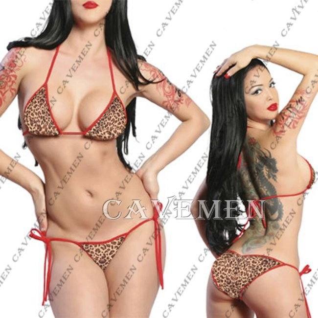 性感狂野豹纹小胸挂脖比基尼高腰分体女保守温泉游泳衣bikini三点