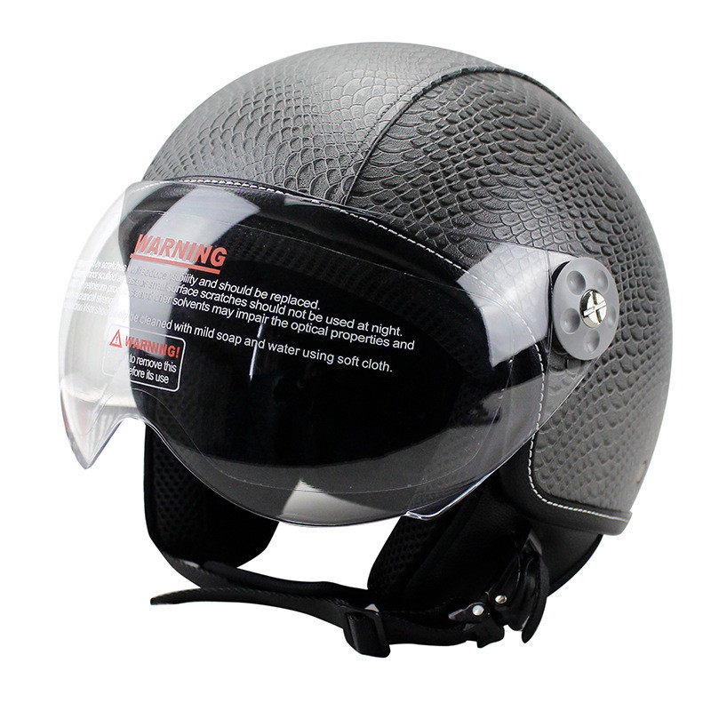 手工皮盔复古哈雷机车安全帽个性酷头盔男电动车3/4半盔女四季