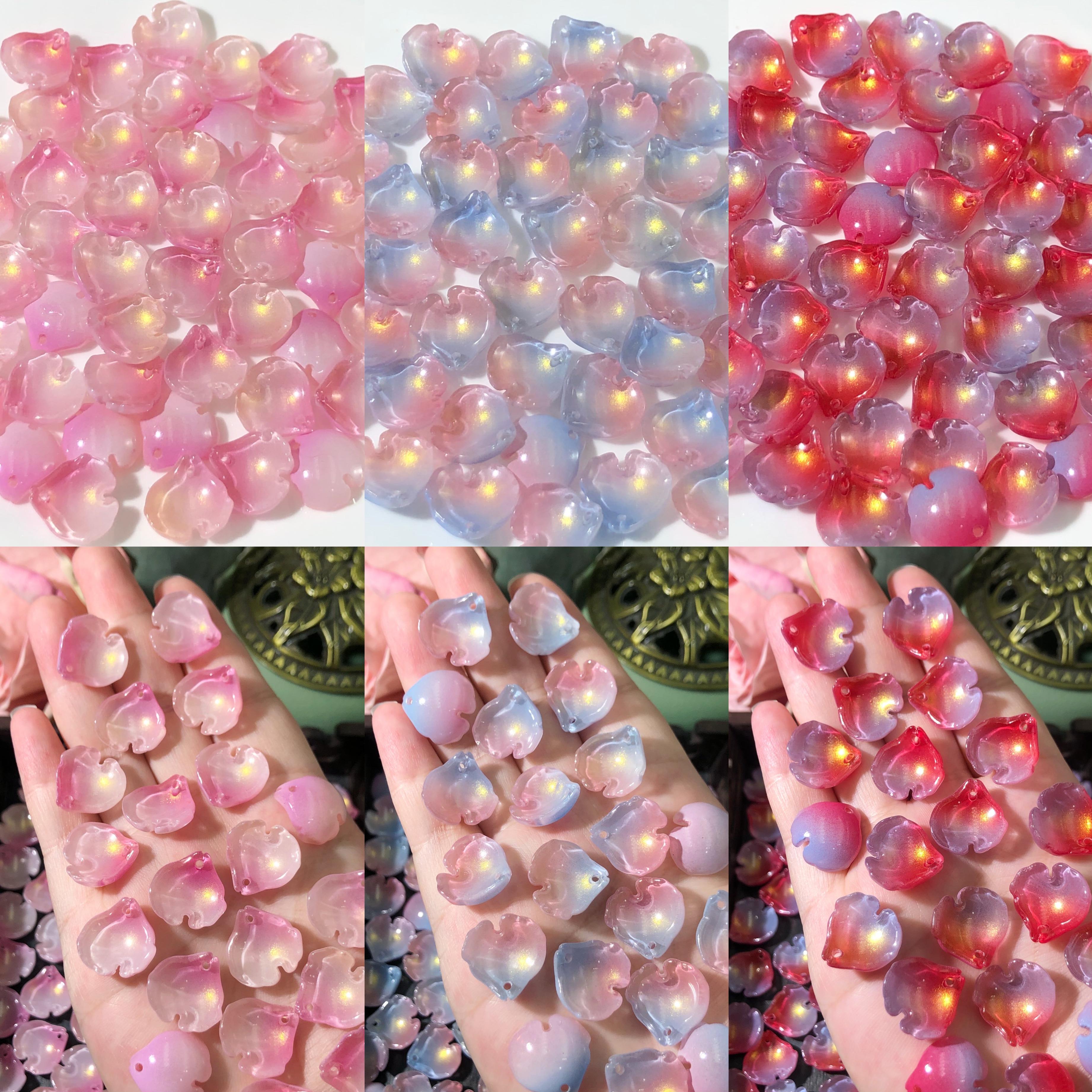 芍药 琉璃花瓣16*17mm 50颗簪娘发饰摆台手链包挂古风diy手工材料图片