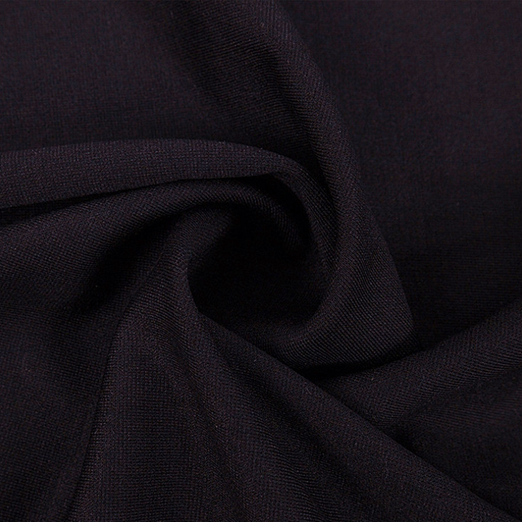高档400g涤棉锦棉罗马布tr黑丝面料春秋双面弹力西裤黑色时装布料