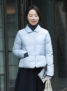 8-24QDA-292【花香淡淡】前世今生复古温婉文艺简约翻领短羽绒服