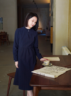 不.退换-23CXC-069【烟柳云树】前世今生复古文艺木耳边领连衣裙