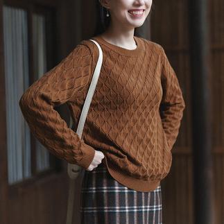 前世今生圆领角花套头毛衣