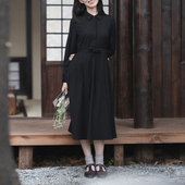 21QDC 124 杜衡 前世今生复古文艺翻领单排扣腰带款 连衣裙