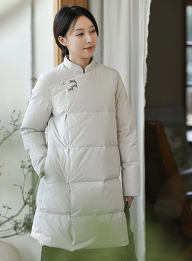 24QDA-334【竹影婆娑】前世今生新中式立领偏襟绣花中长羽绒服