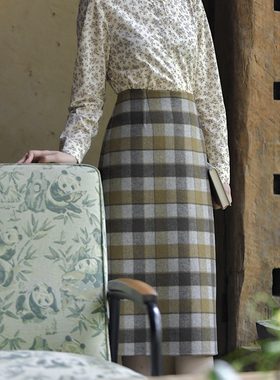 不.退换5-23QDC-250【清秋半】前世今生复古简约直身双面呢半身裙