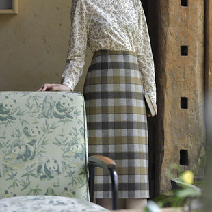 清秋半 250 前世今生复古简约直身双面呢半身裙 23QDC 不.退换5