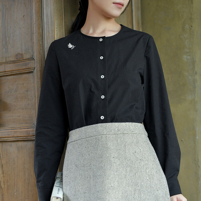 前世今生直身型文艺复古长袖衬衫