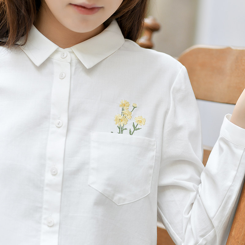 前世今生直身型单排扣绣花衬衫