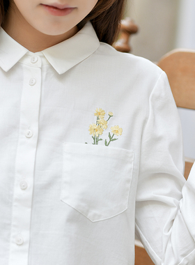 24QDA-108【酿秋】前世今生复古温婉文艺日常翻领绣花长袖衬衫