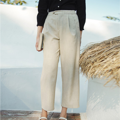 自然腰复古文艺长裤直筒裤