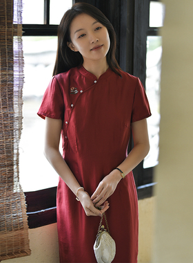 25CXC-204【心上锦】前世今生复古新中式温婉立领斜襟刺绣旗袍
