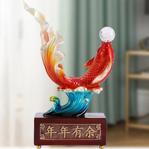 年年有余办公室招财摆件客厅酒柜电视柜锦鲤鱼家居装饰品乔迁礼物