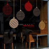 转移贴 平面抽象吊挂球橱窗贴纸2026马年新春圣诞节双开门气氛贴