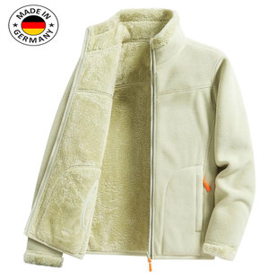 德国抓绒衣女加绒加厚2024春秋新款双面保暖宽松摇粒绒卫衣外套男