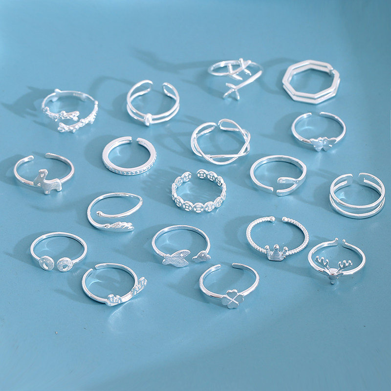 BUY 2 GET 1 FREE ALL-OVER RINGS WOMENS INS TIDE AND COLD WIND NICHE SIMPLE AND CUTE COMBINATION INDEX FINGER RING TAIL RING