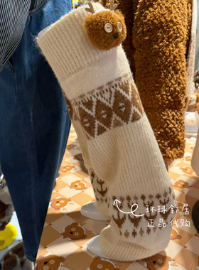 北京环球影城代购正品 秋冬新小黄人鲍勃麋鹿角白色保暖tim熊袜套