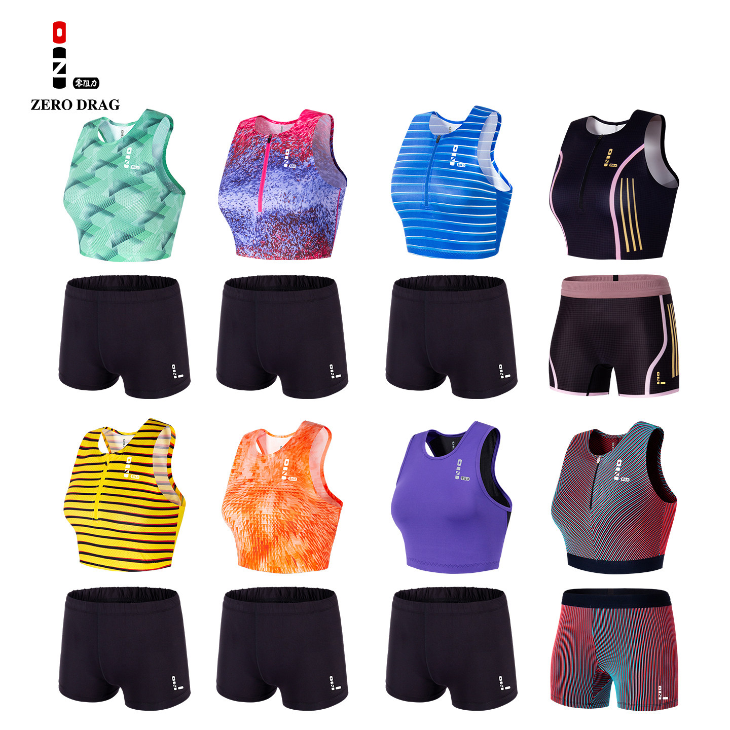 零阻力专业女子中体考分体紧身衣田径服运动训练比赛背心短裤套装