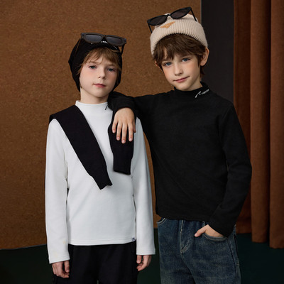 【呼呼严选专属】儿童德绒保暖半高领刺绣打底衫JE5STR14449M