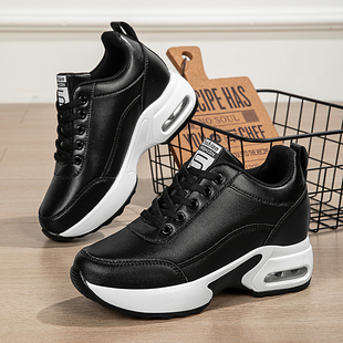 新款32小码运动鞋软底老爹鞋内增高女鞋矮个子小白鞋皮面防水单鞋