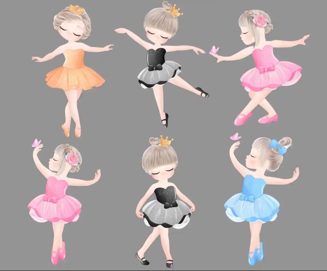 卡通人物芭蕾舞跳舞女孩女生舞蹈女宝宝宴生日派对psd设计素材