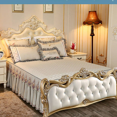 欧式蕾丝莫代尔纯色无尾夹棉床裙