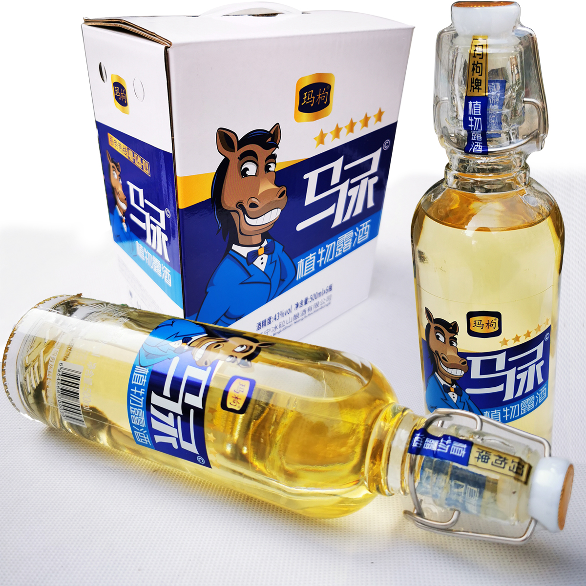 五星马尿酒43度500ml整箱6瓶长白山枸杞子酒瓶装酒水玛咖植物露酒