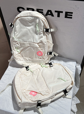 正品converse匡威 百搭冰激凌色休闲书包白色双肩包10017270-A08