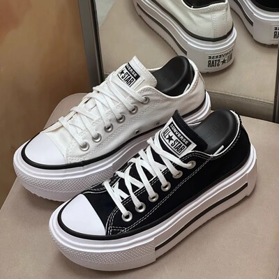 Allstar匡威双层厚底低帮帆布鞋