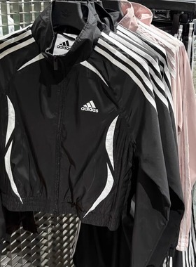 adidas阿迪达斯 女子拼色运动短款立领夹克外套KE9786 KE9787