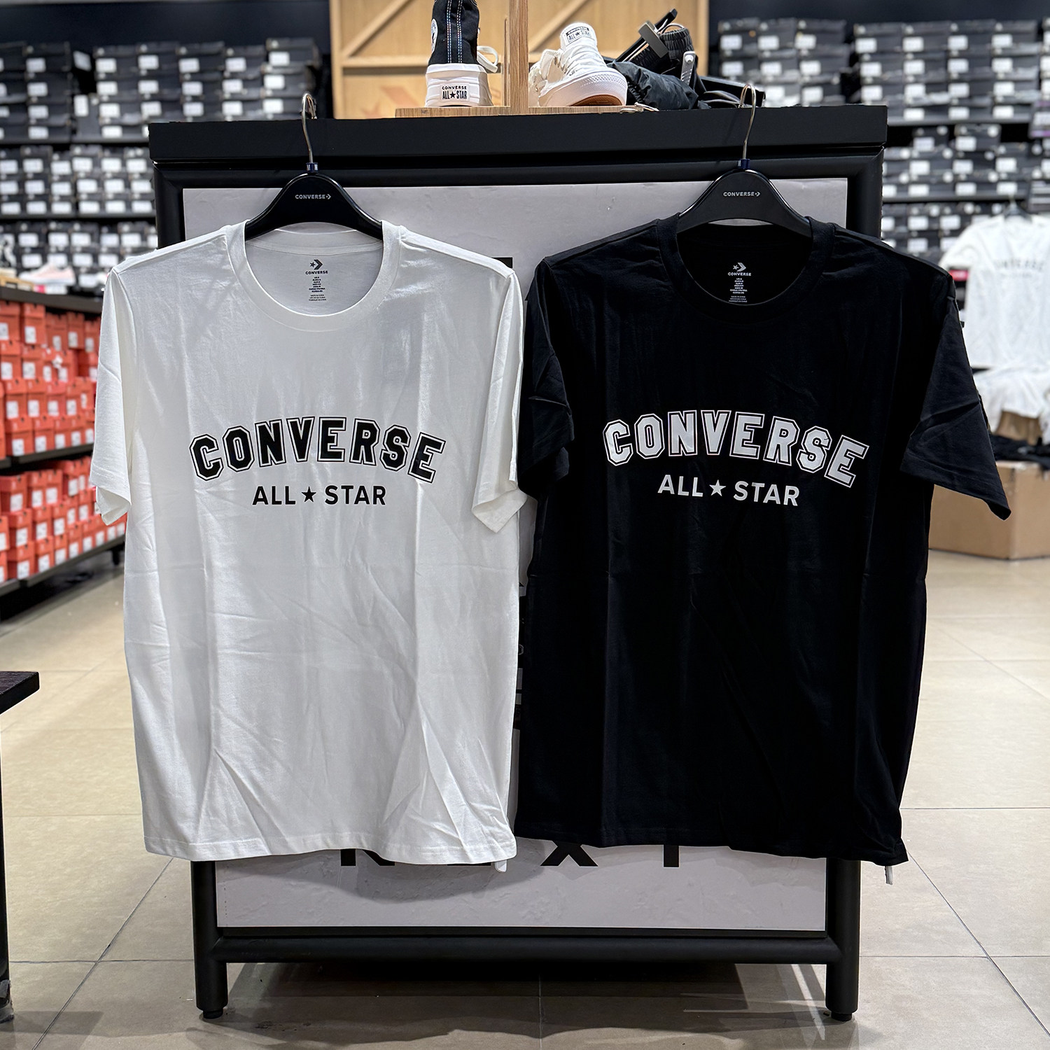 正品CONVERSE匡威 男款黑白字母印花经典短袖T恤UCJ640-023-001