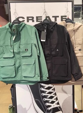 正品CONVERSE匡威 男拒水多口袋复古工装风外套10026948-A01-A02