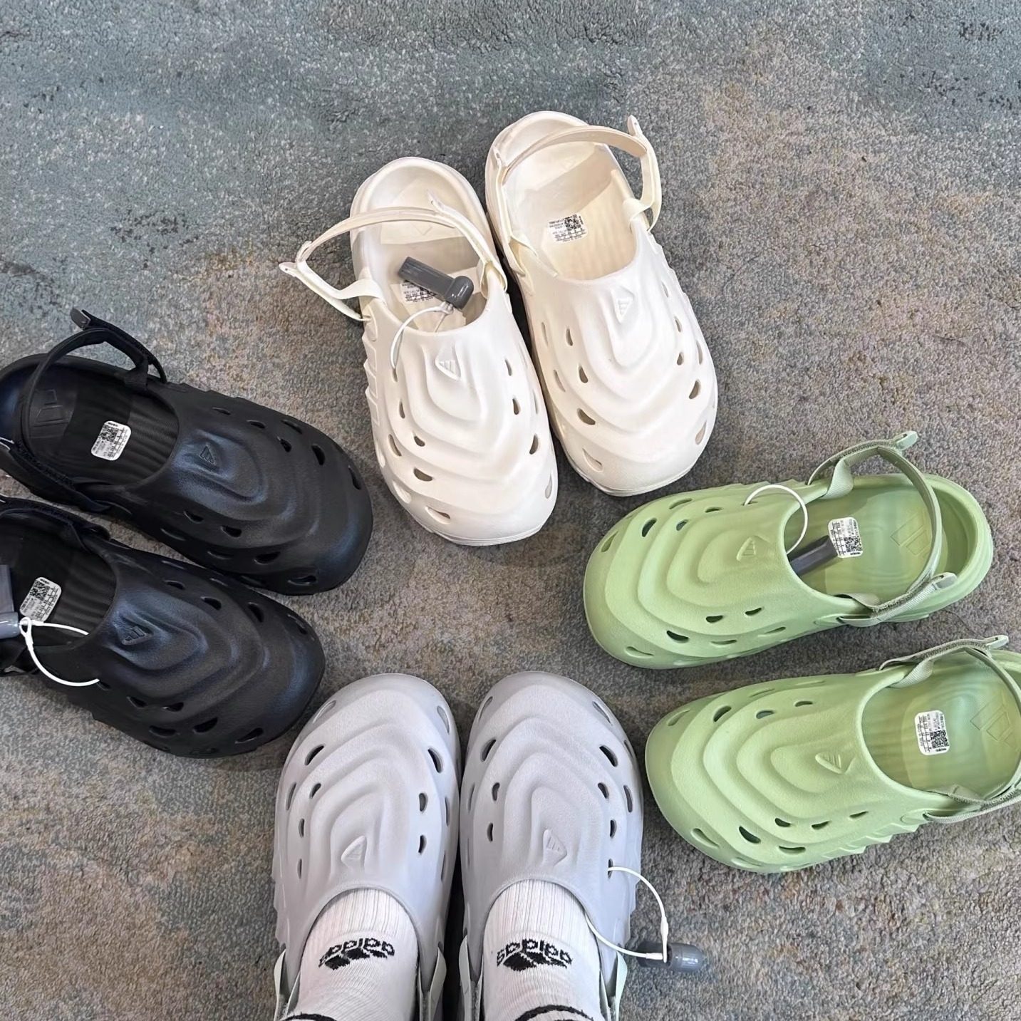 阿迪达斯夏季男女可拆卸后跟沙滩拖鞋洞洞鞋JH9845/46/47 JR7548